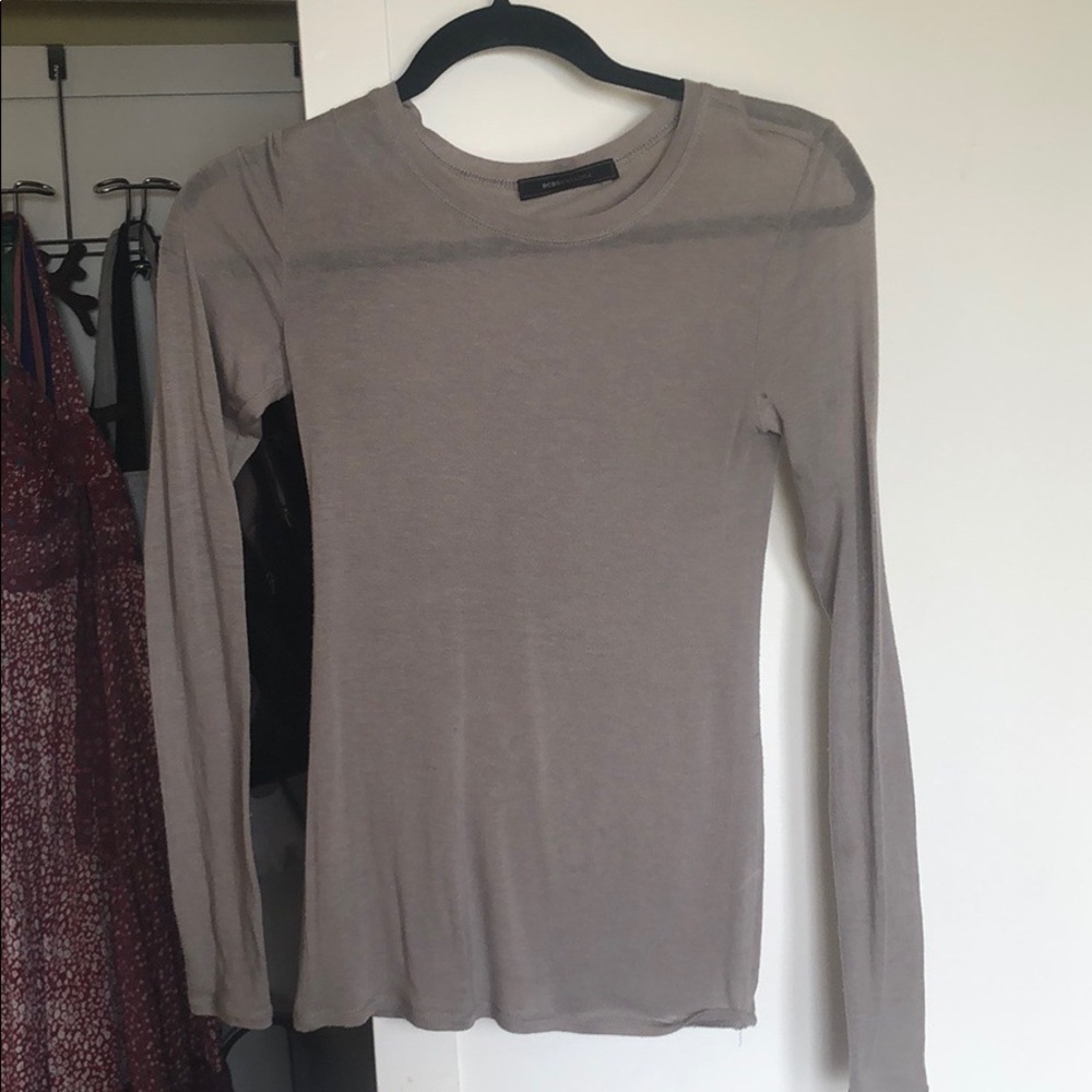 BCBG MaxAzria Gray and Tan layering tissue tees - Picture 1 of 2